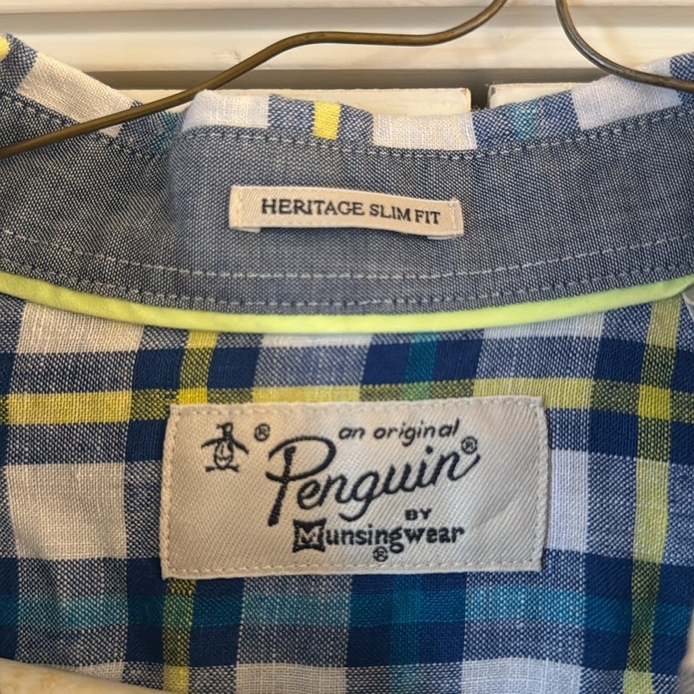 Penguin Linen Button Down Shirt Men’s Size Xl Euc - image 3